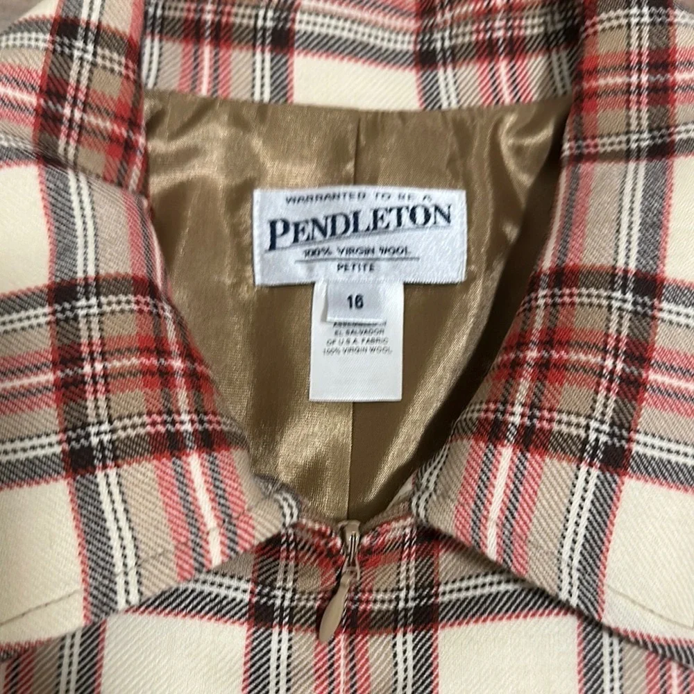 Pendleton vintage 100% wool plaid full zip blazer in size 16 petite